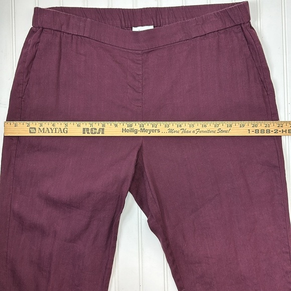 J. Jill linen stretch burgundy flat front crop pants L - Picture 5 of 12